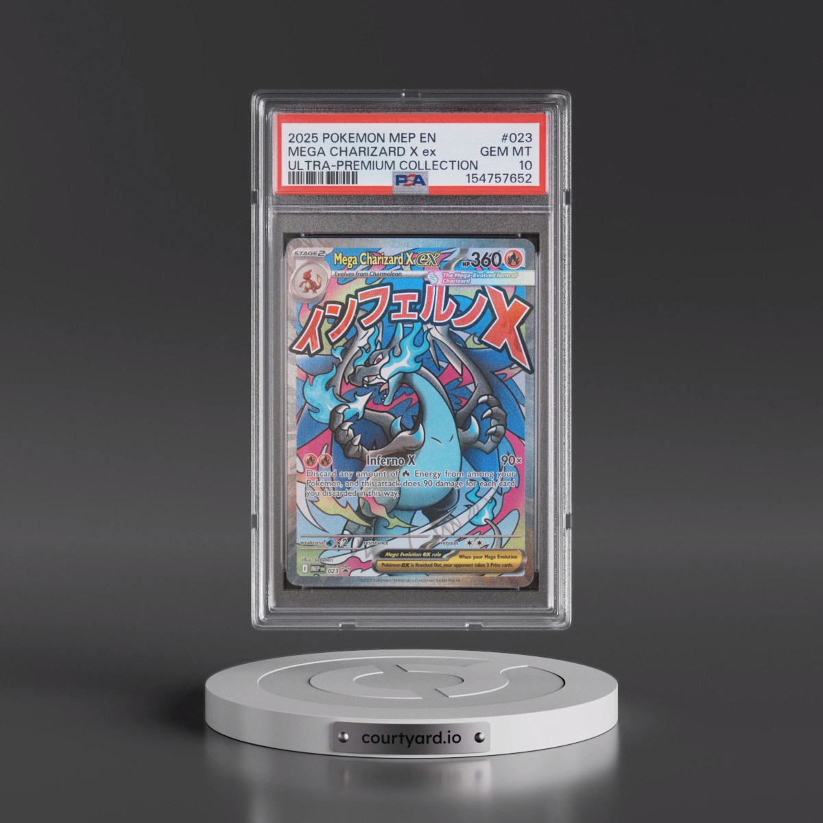 2025 Pokémon Mep EN-Me Black Star Promo #023 Mega Charizard X EX - Holo Mega Charizard X EX Ultra-Premium Collection (PSA 10 GEM MINT)