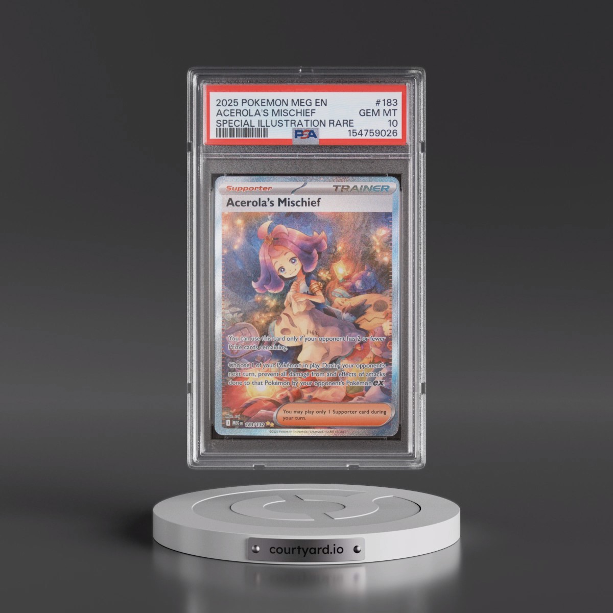2025 Pokémon Meg EN-Mega Evolution #183 Acerola's Mischief - Special Illustration Rare (PSA 10 GEM MINT)