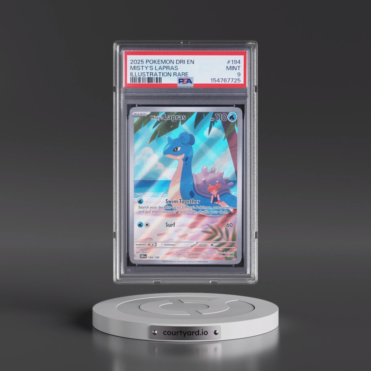 2025 Pokémon Dri EN-Destined Rivals #194 Misty's Lapras - Illustration Rare (PSA 9 MINT)