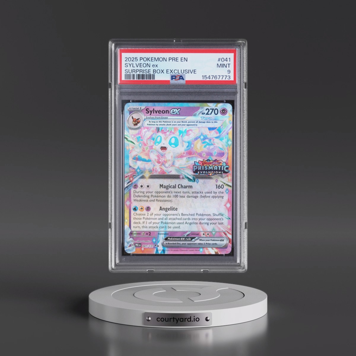 2025 Pokémon Pre EN-Prismatic Evolutions #041 Sylveon EX - Holo Surprise Box Exclusive (PSA 9 MINT)