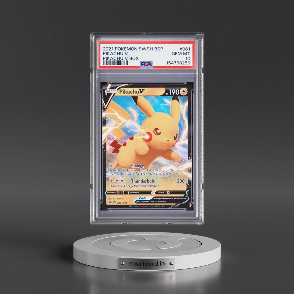 2021 Pokémon Swsh Black Star Promo #061 Pikachu V - Holo Pikachu V Box (PSA 10 GEM MINT)
