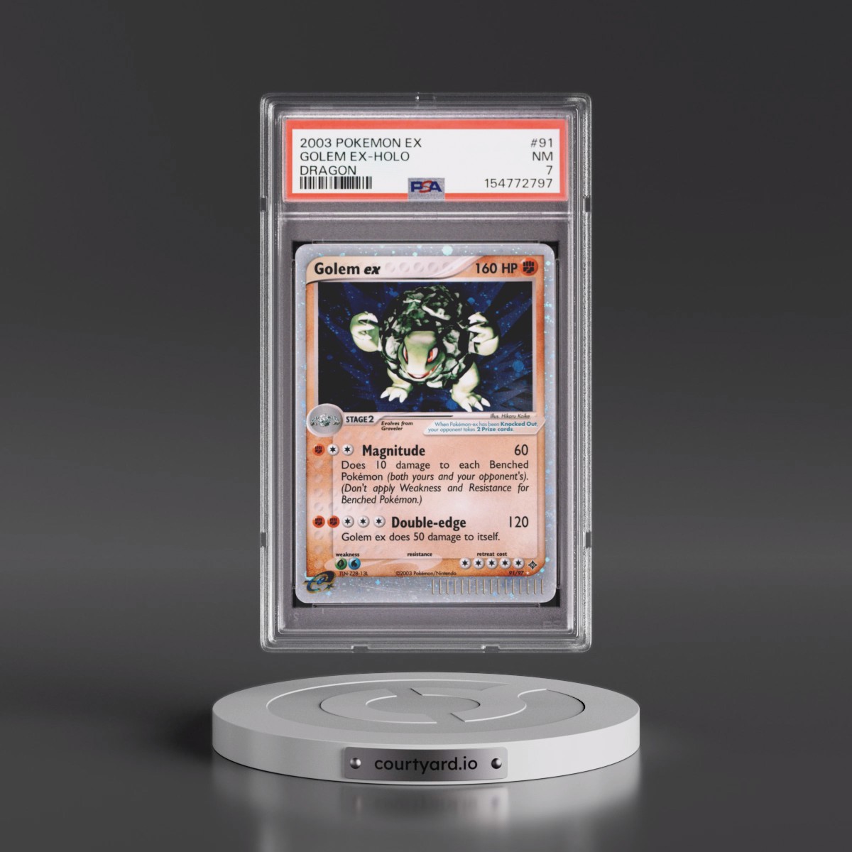 2003 Pokémon EX Dragon #91 Golem EX - Holo Holo (PSA 7 NM)