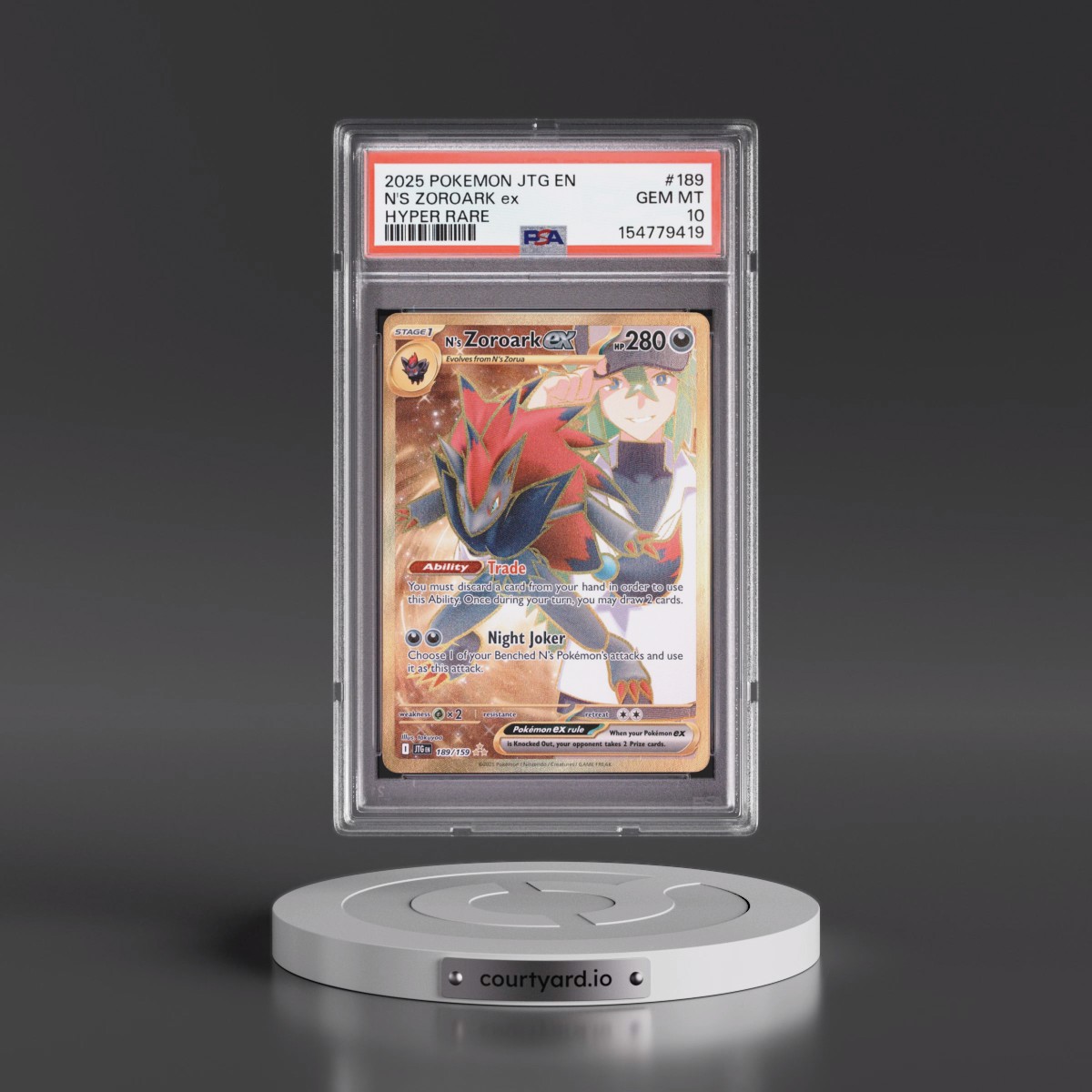 2025 Pokémon Jtg EN-Journey Together #189 N's Zoroark EX - Holo Hyper Rare (PSA 10 GEM MINT)