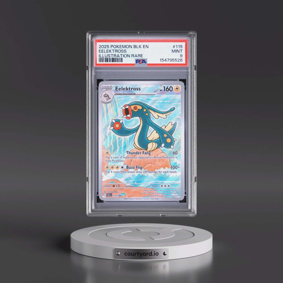 2025 Pokémon Blk EN-Black Bolt #115 Eelektross - Illustration Rare (PSA 9 MINT)