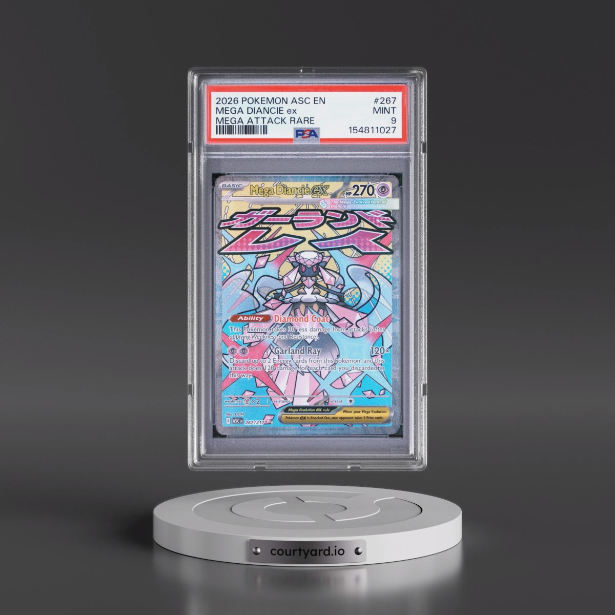 2026 Pokémon Asc EN-Ascended Heroes #267 Mega Diancie EX - Holo Mega Attack Rare (PSA 9 MINT)