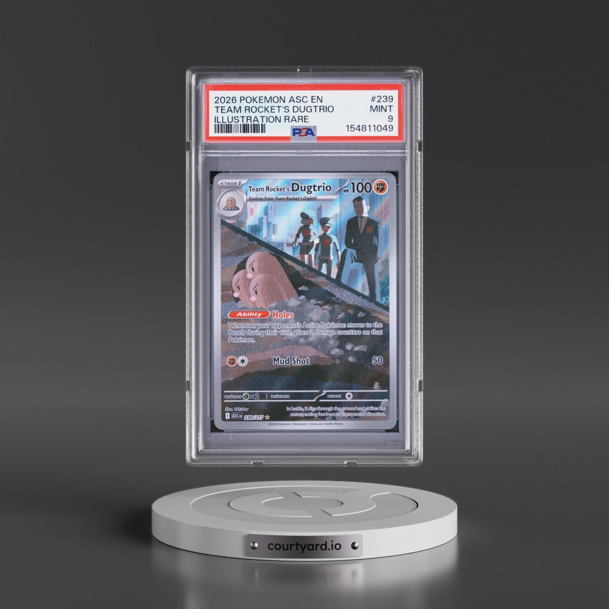 2026 Pokémon Asc EN-Ascended Heroes #239 Team Rocket's Dugtrio - Illustration Rare (PSA 9 MINT)