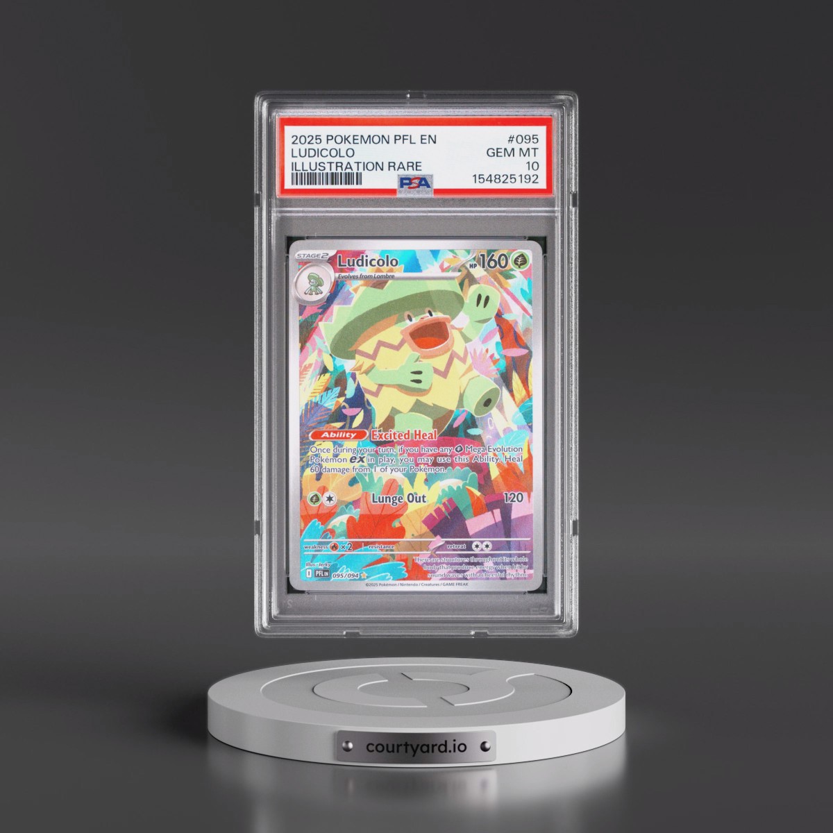 2025 Pokémon Pfl EN-Phantasmal Flames #095 Ludicolo - Illustration Rare (PSA 10 GEM MINT)