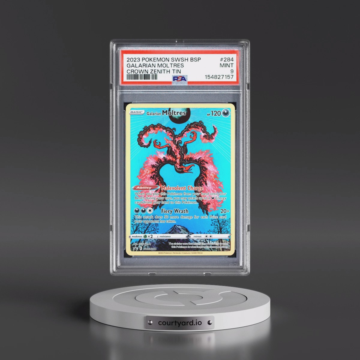 2023 Pokémon Swsh Black Star Promo #284 Galarian Moltres - Crown Zenith Tin (PSA 9 MINT)