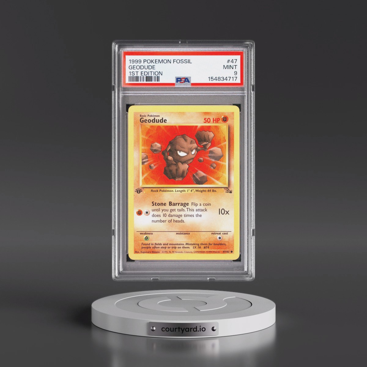 1999 Pokémon Fossil #47 Geodude - 1st Edition (PSA 9 MINT)