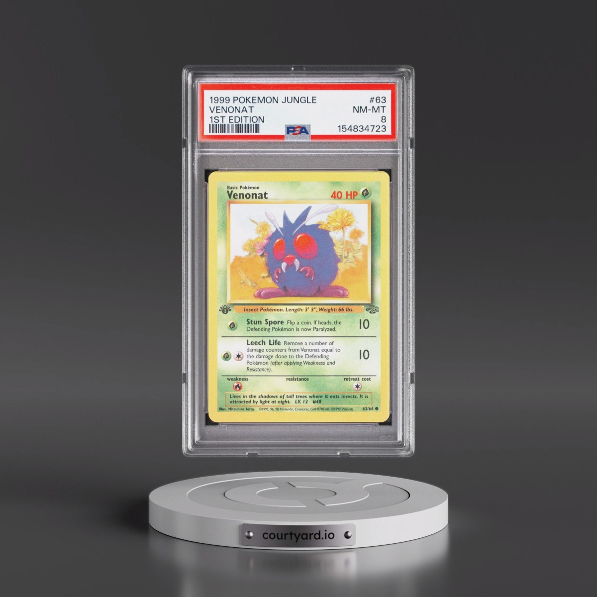 1999 Pokémon Jungle #63 Venonat - 1st Edition (PSA 8 NM-MT)