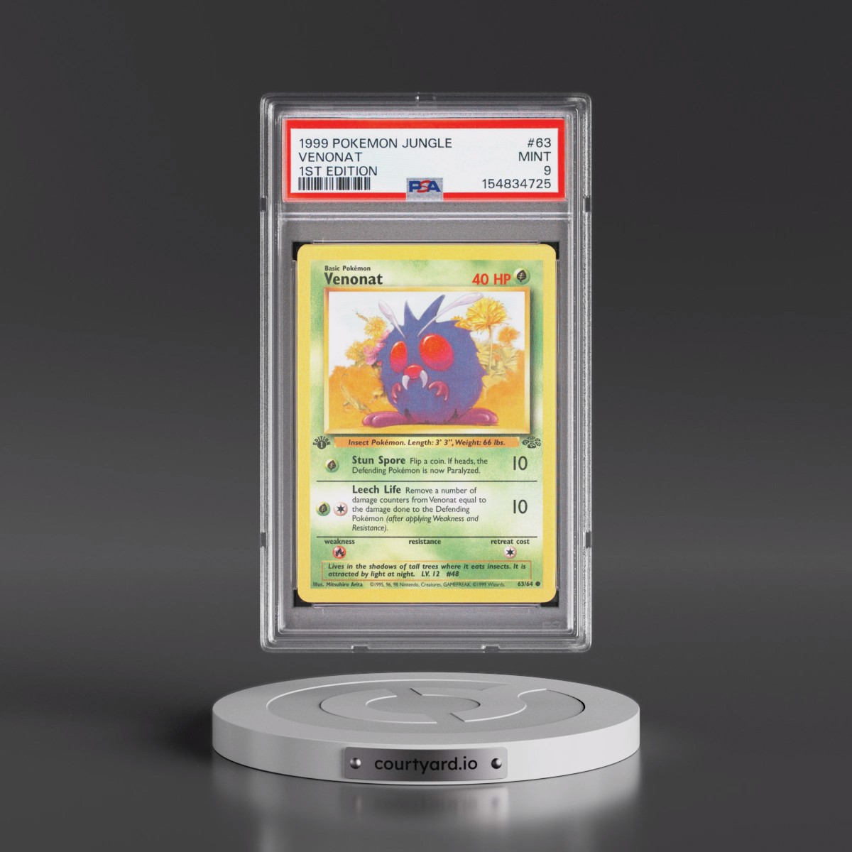 1999 Pokémon Jungle #63 Venonat - 1st Edition (PSA 9 MINT)