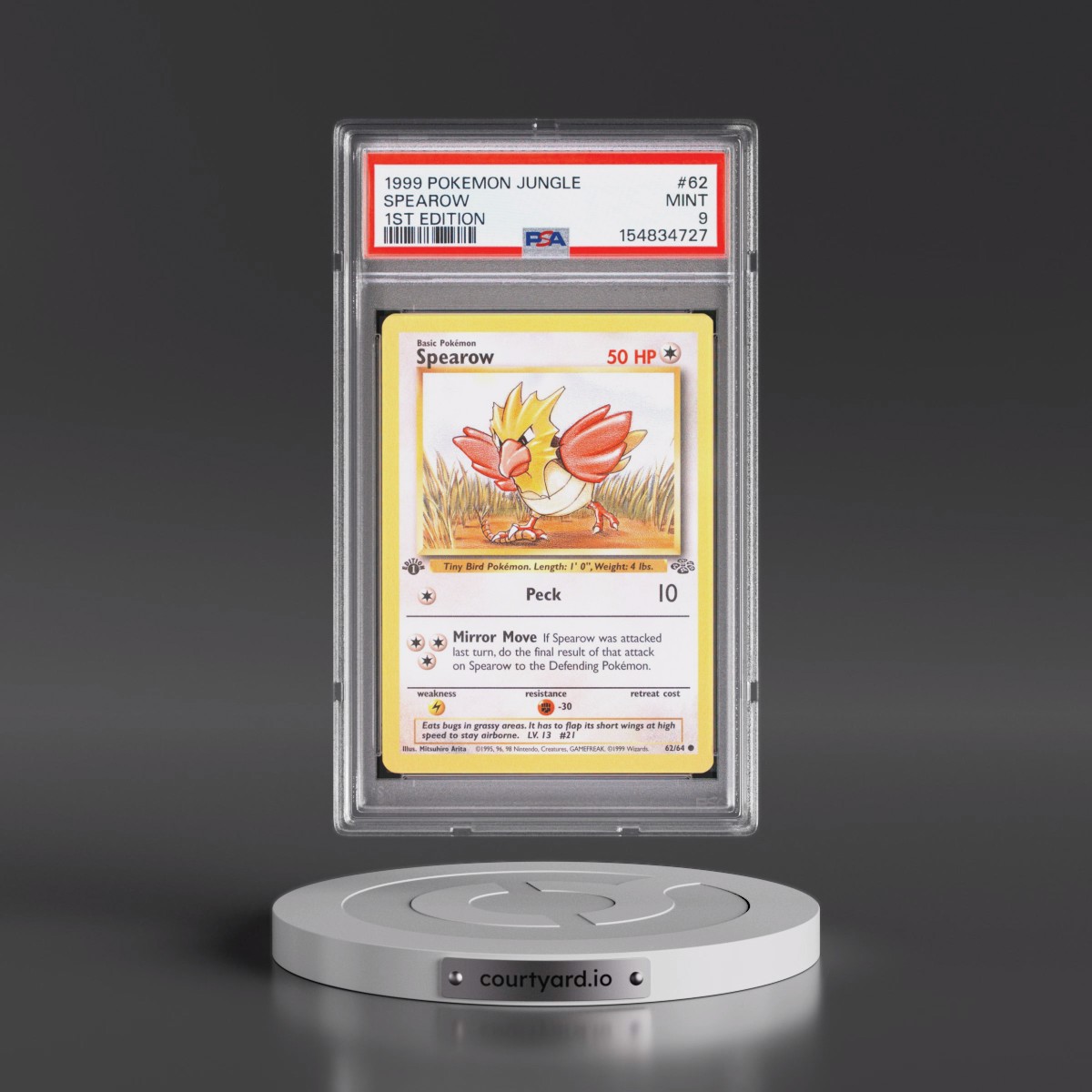 1999 Pokémon Jungle #62 Spearow - 1st Edition (PSA 9 MINT)