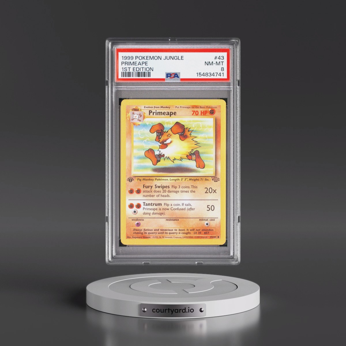 1999 Pokémon Jungle #43 Primeape - 1st Edition (PSA 8 NM-MT)