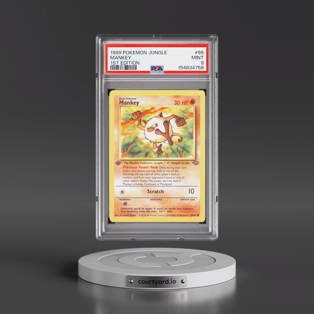1999 Pokémon Jungle #55 Mankey - 1st Edition (PSA 9 MINT)