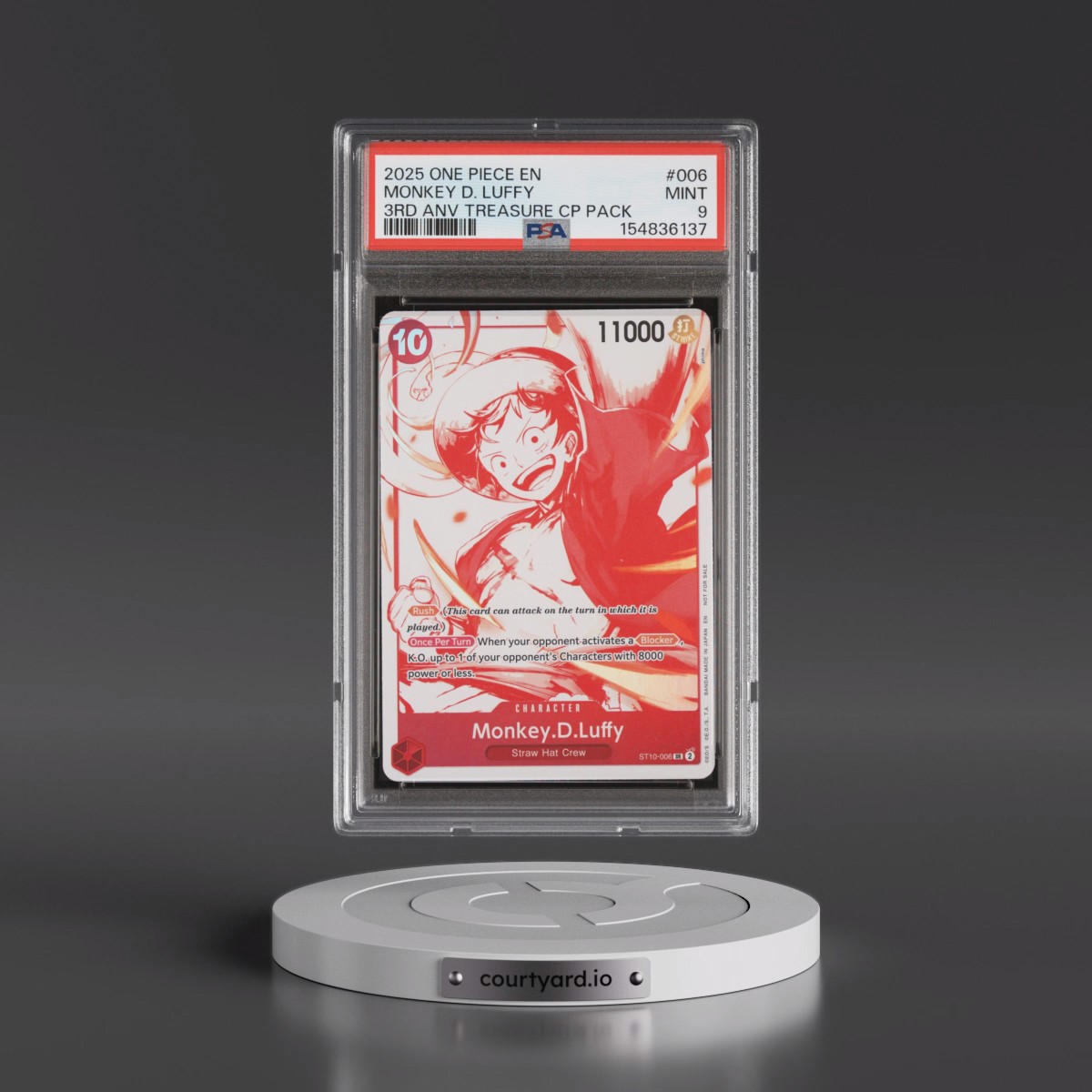 2025 One Piece 3rd Anniversary! One Piece Card Treasure Campaign Pack #006 Monkey D. Luffy (PSA 9 MINT)