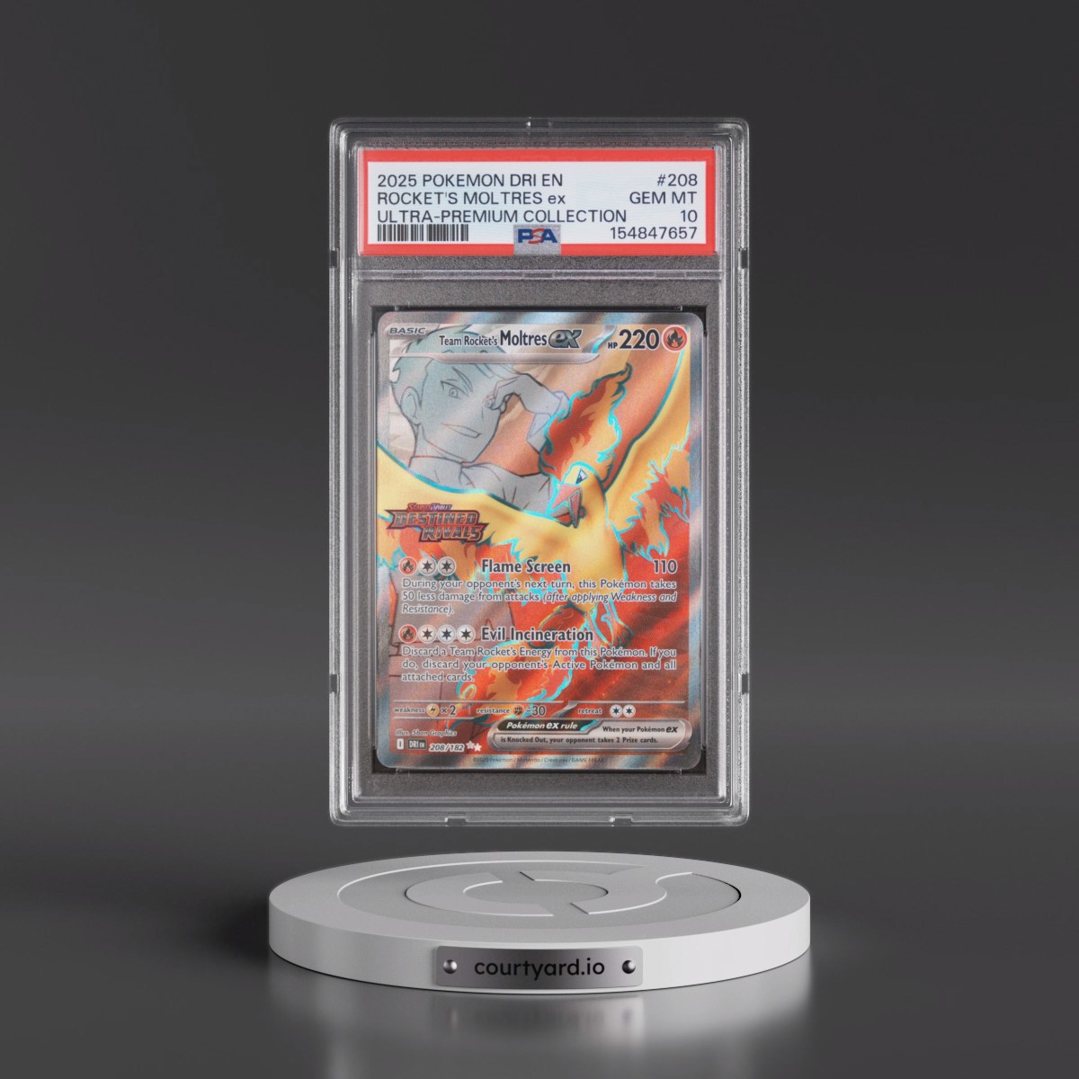 2025 Pokémon Dri EN-Destined Rivals #208 Team Rocket's Moltres EX - Holo Team Rocket's Moltres EX Ultra-Premium Collection (PSA 10 GEM MINT)