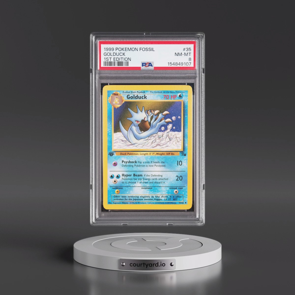 1999 Pokémon Fossil #35 Golduck - 1st Edition (PSA 8 NM-MT)