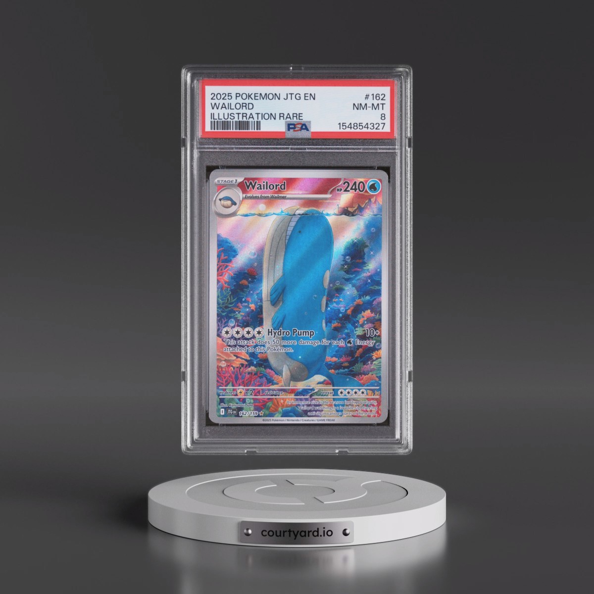 2025 Pokémon Jtg EN-Journey Together #162 Wailord - Illustration Rare (PSA 8 NM-MT)