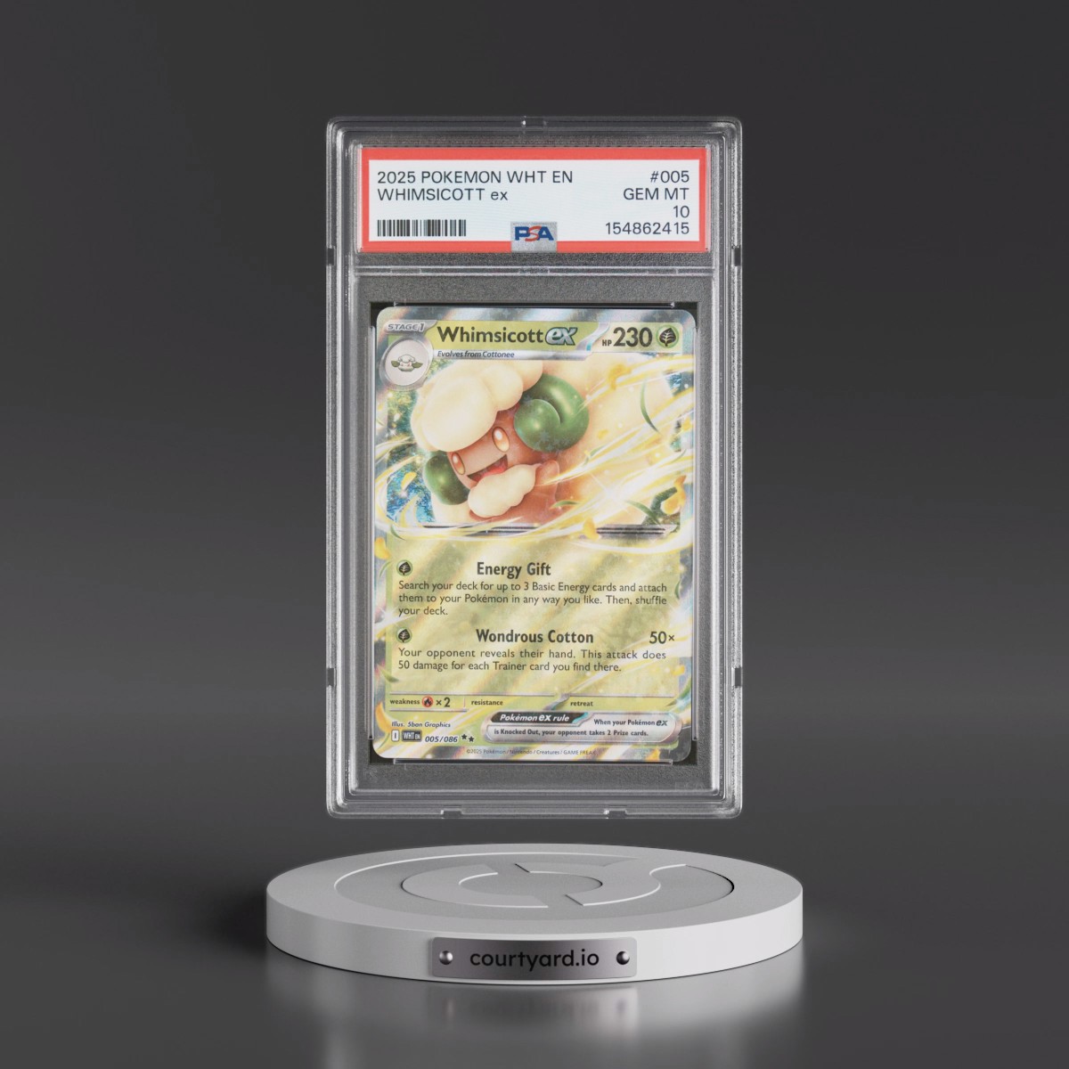 2025 Pokémon Wht EN-White Flare #005 Whimsicott EX - Holo (PSA 10 GEM MINT)