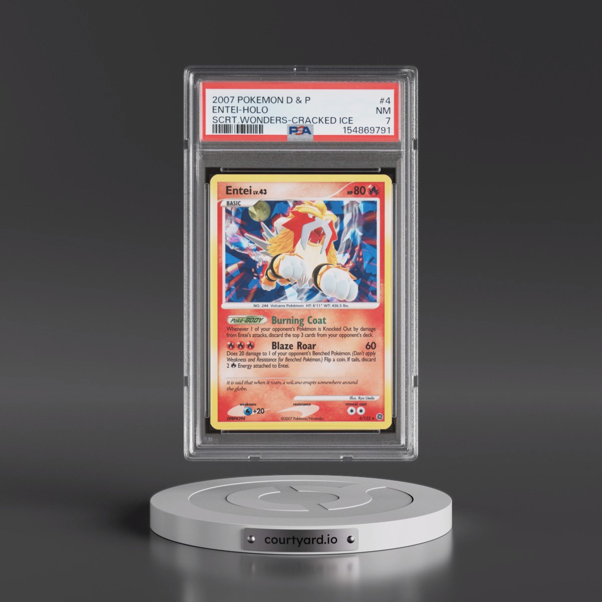 2007 Pokémon Diamond & Pearl Secret Wonders #4 Entei - Holo Cracked Ice (PSA 7 NM)