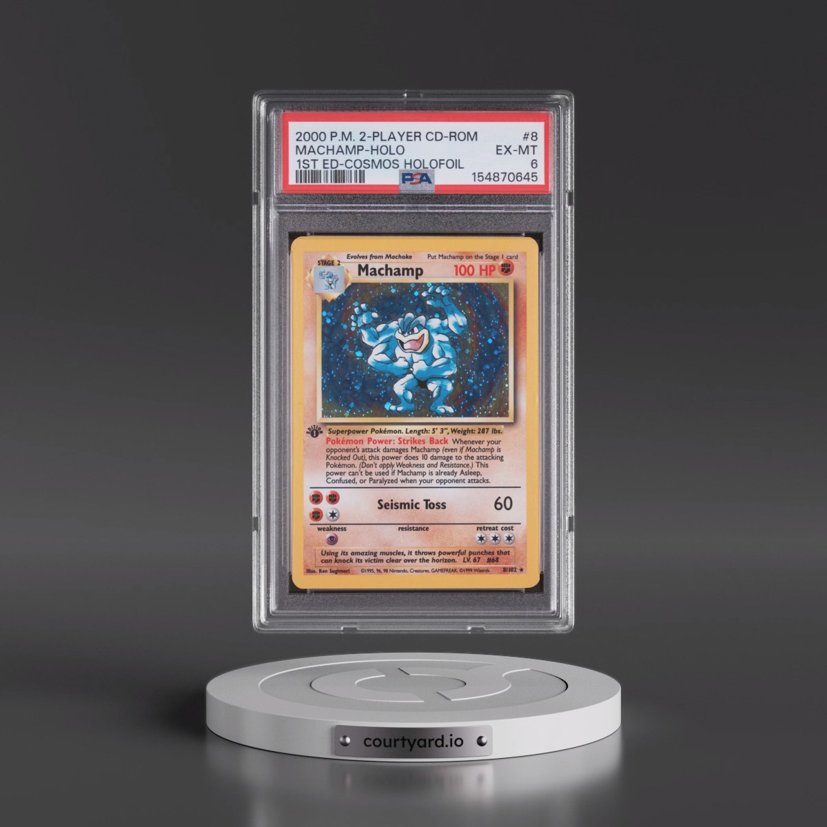 2000 Pokémon 2-Player CD-Rom Starter Set #8 Machamp - 1st Edition Cosmos Holofoil (PSA 6 EX-MT)