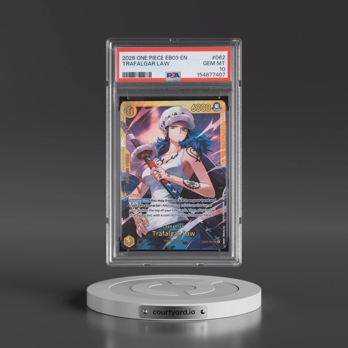 2026 One Piece EB03-Extra Booster -One Piece Heroines Edition #062 Trafalgar Law (PSA 10 GEM MINT)
