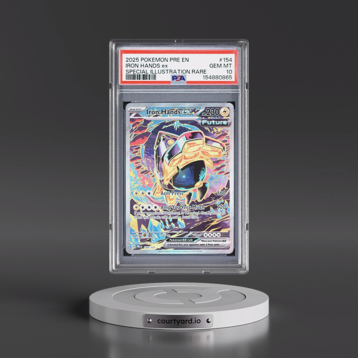 2025 Pokémon Pre EN-Prismatic Evolutions #154 Iron Hands EX - Holo Special Illustration Rare (PSA 10 GEM MINT)
