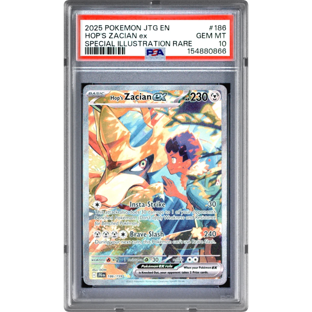 2025 Pokémon Jtg EN-Journey Together #186 Hop's Zacian EX - Holo Special Illustration Rare (PSA 10 GEM MINT)