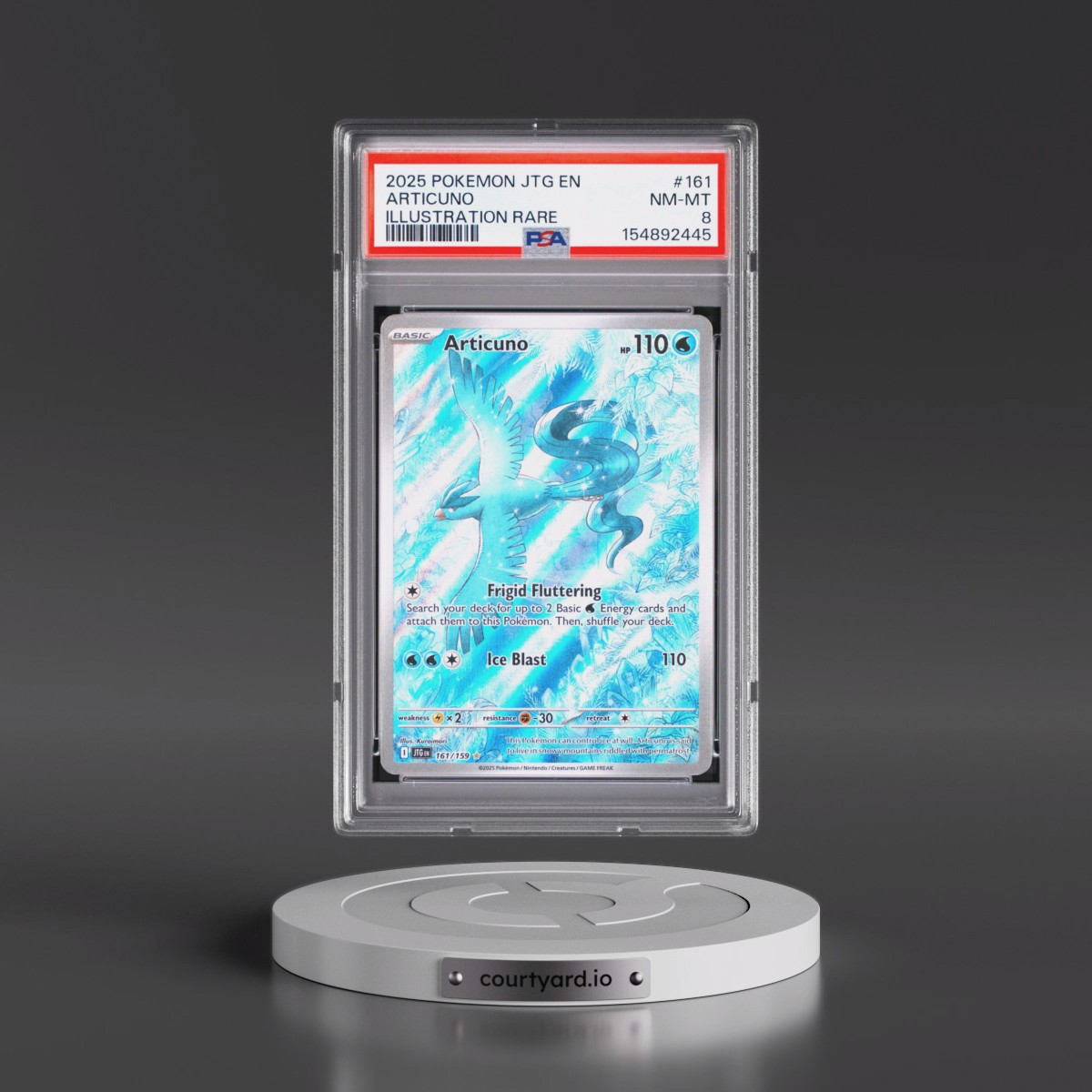 2025 Pokémon Jtg EN-Journey Together #161 Articuno - Illustration Rare (PSA 8 NM-MT)