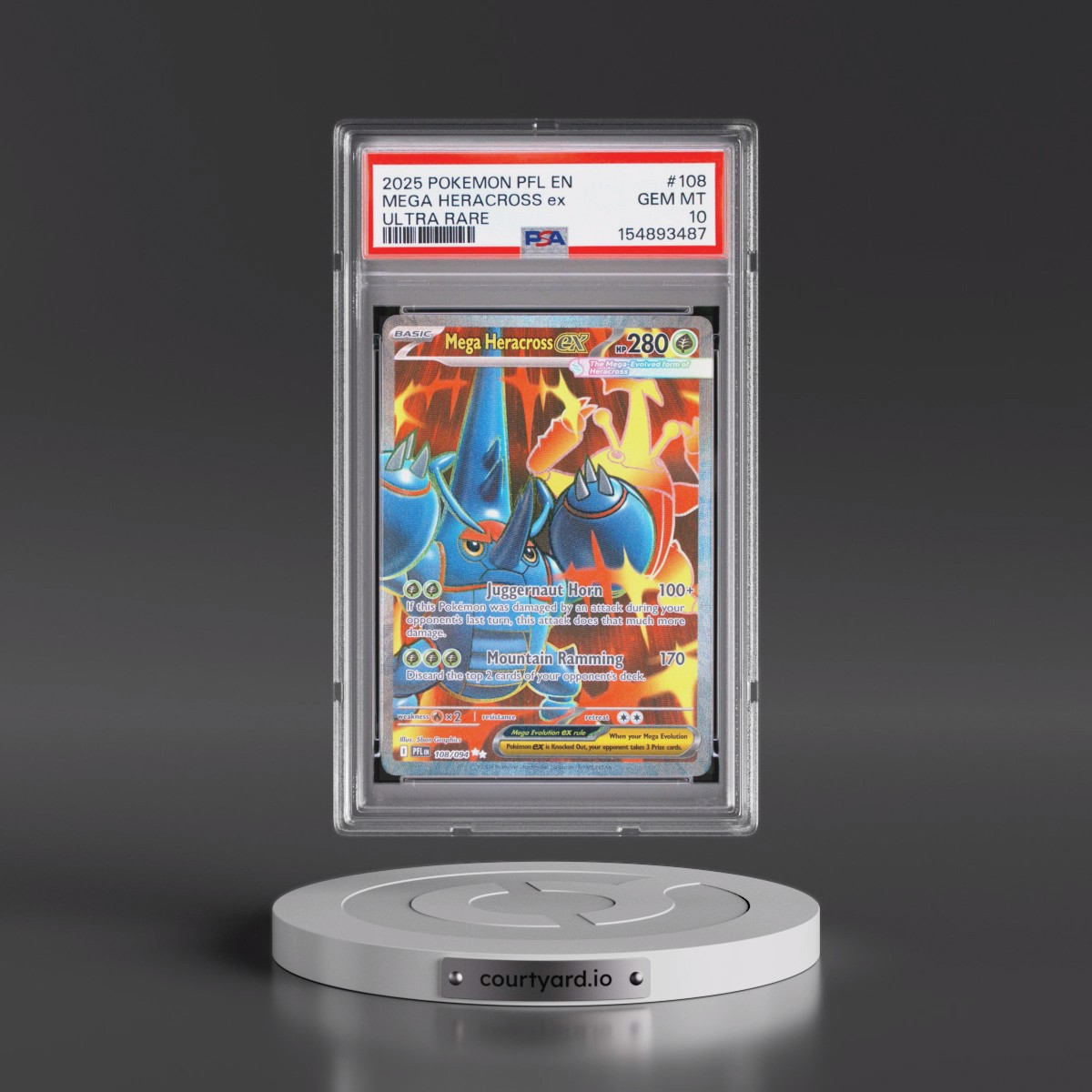 2025 Pokémon Pfl EN-Phantasmal Flames #108 Mega Heracross EX - Holo Ultra Rare (PSA 10 GEM MINT)