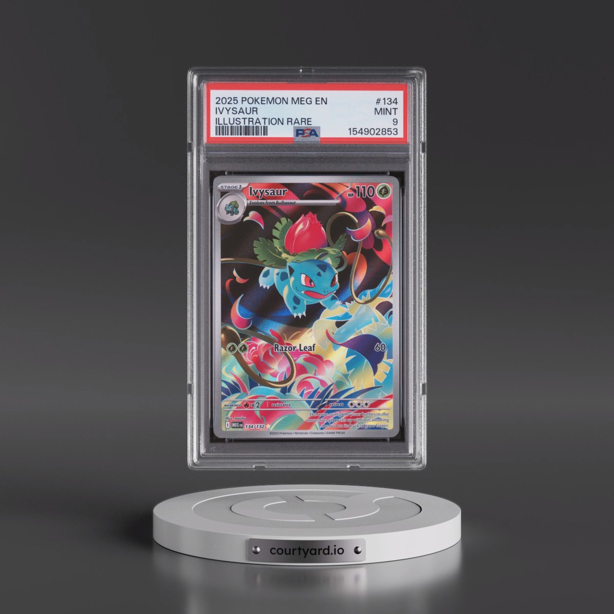 2025 Pokémon Meg EN-Mega Evolution #134 Ivysaur - Illustration Rare (PSA 9 MINT)