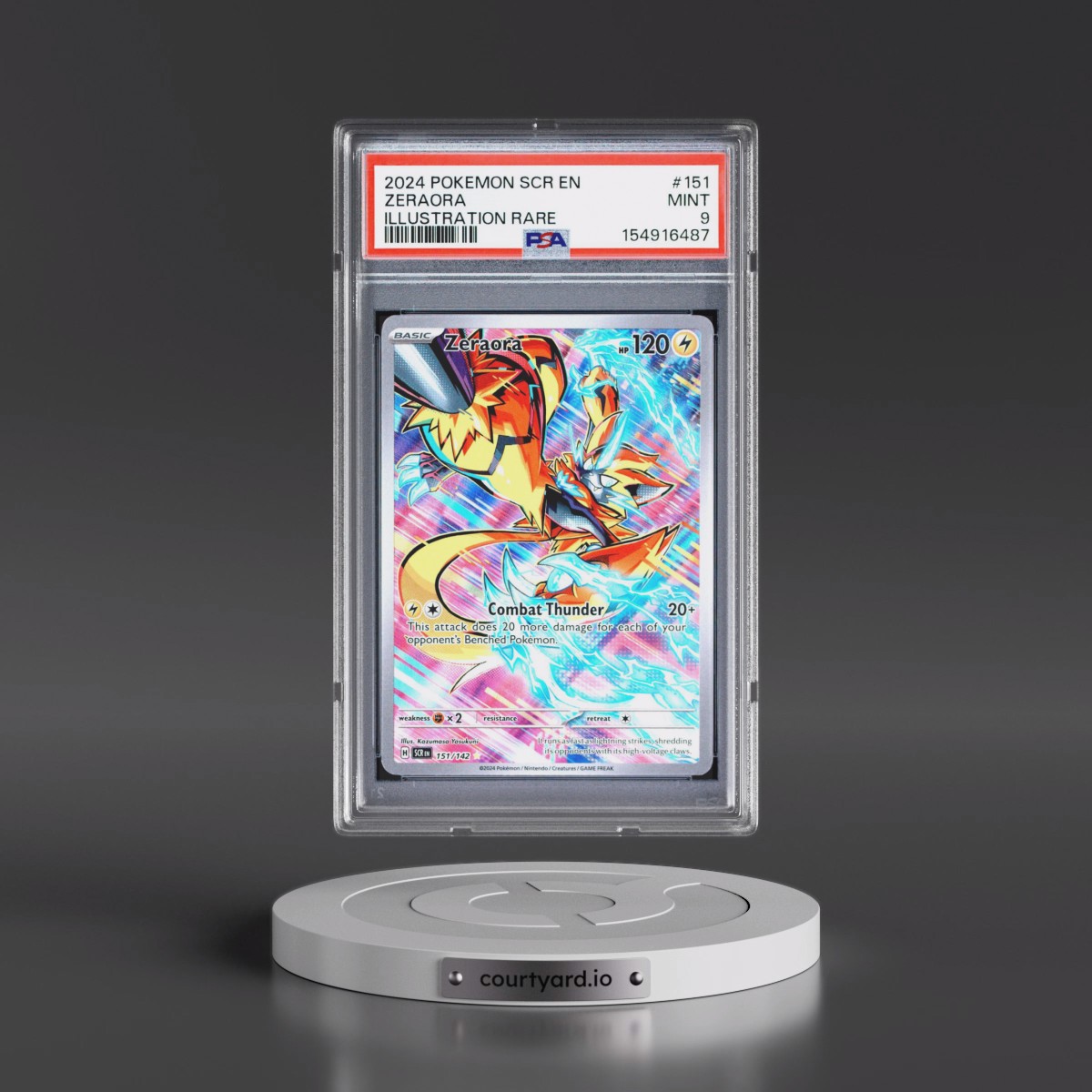 2024 Pokémon Scr EN-Stellar Crown #151 Zeraora - Illustration Rare (PSA 9 MINT)
