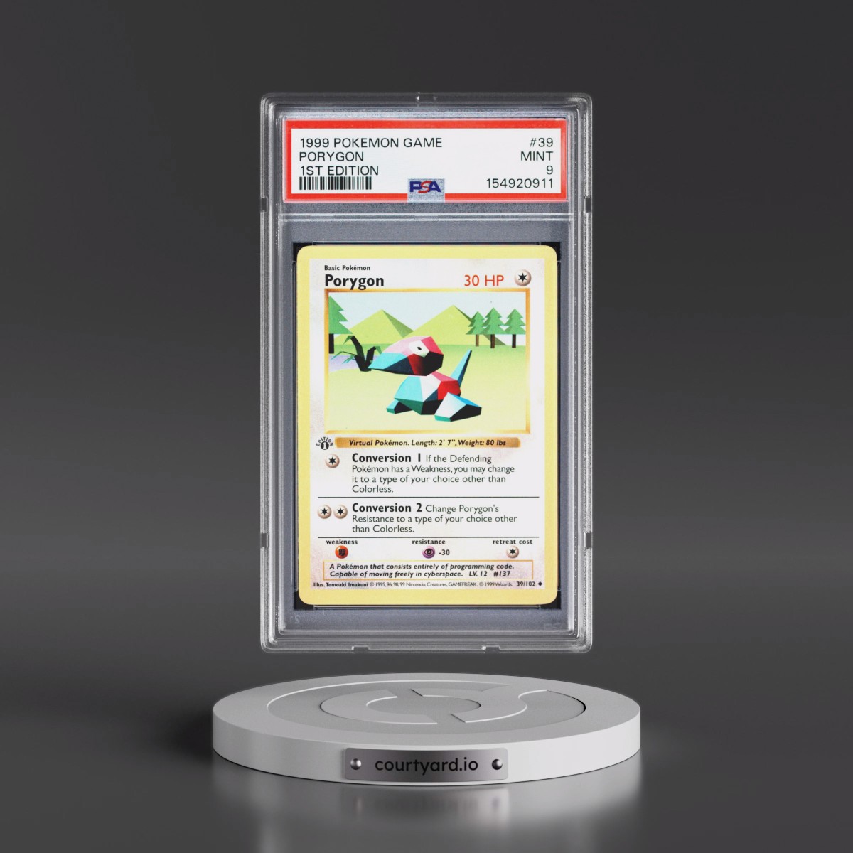 1999 Pokémon Game #39 Porygon - 1st Edition (PSA 9 MINT)