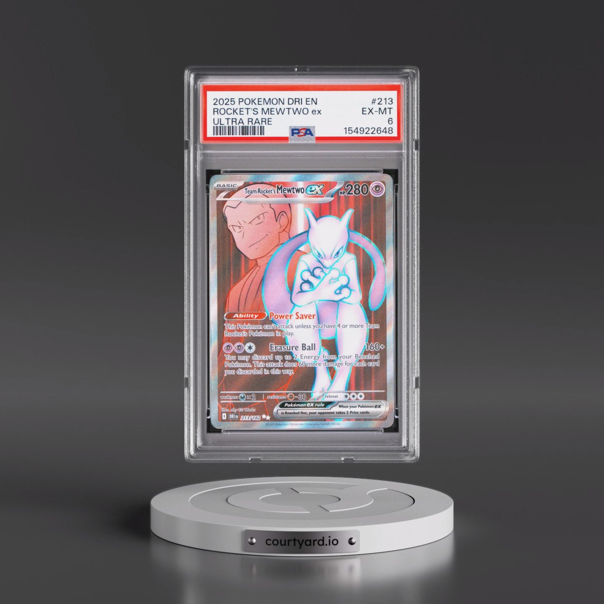 2025 Pokémon Dri EN-Destined Rivals #213 Team Rocket's Mewtwo EX - Holo Ultra Rare (PSA 6 EX-MT)