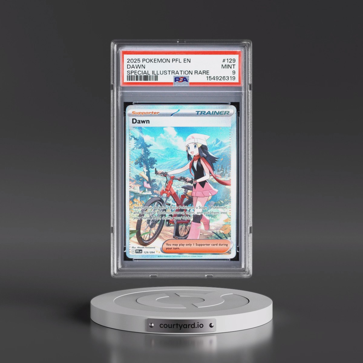 2025 Pokémon Pfl EN-Phantasmal Flames #129 Dawn - Special Illustration Rare (PSA 9 MINT)