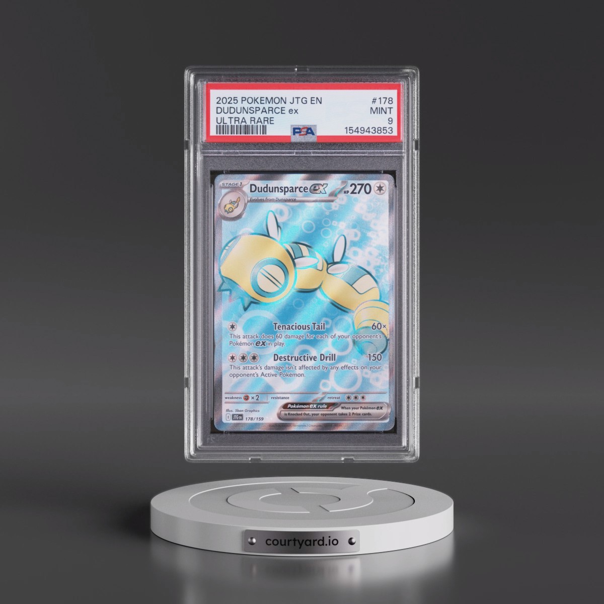 2025 Pokémon Jtg EN-Journey Together #178 Dudunsparce EX - Holo Ultra Rare (PSA 9 MINT)