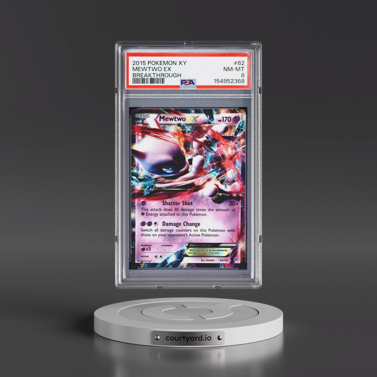 2015 Pokémon XY Breakthrough #62 Mewtwo EX - Holo (PSA 8 NM-MT)