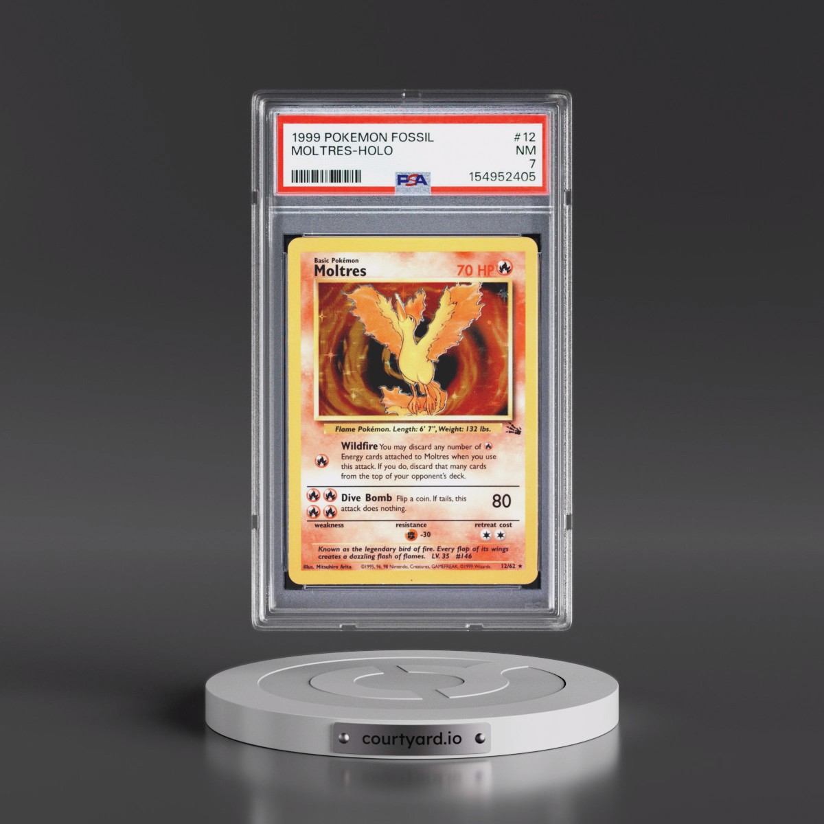 1999 Pokémon Fossil #12 Moltres - Holo (PSA 7 NM)