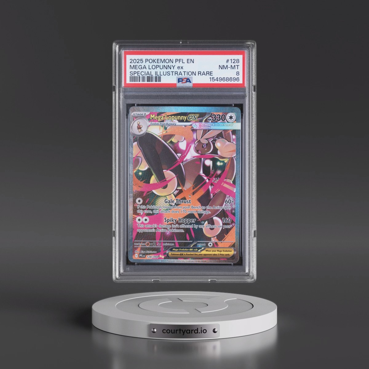 2025 Pokémon Pfl EN-Phantasmal Flames #128 Mega Lopunny EX - Holo Special Illustration Rare (PSA 8 NM-MT)