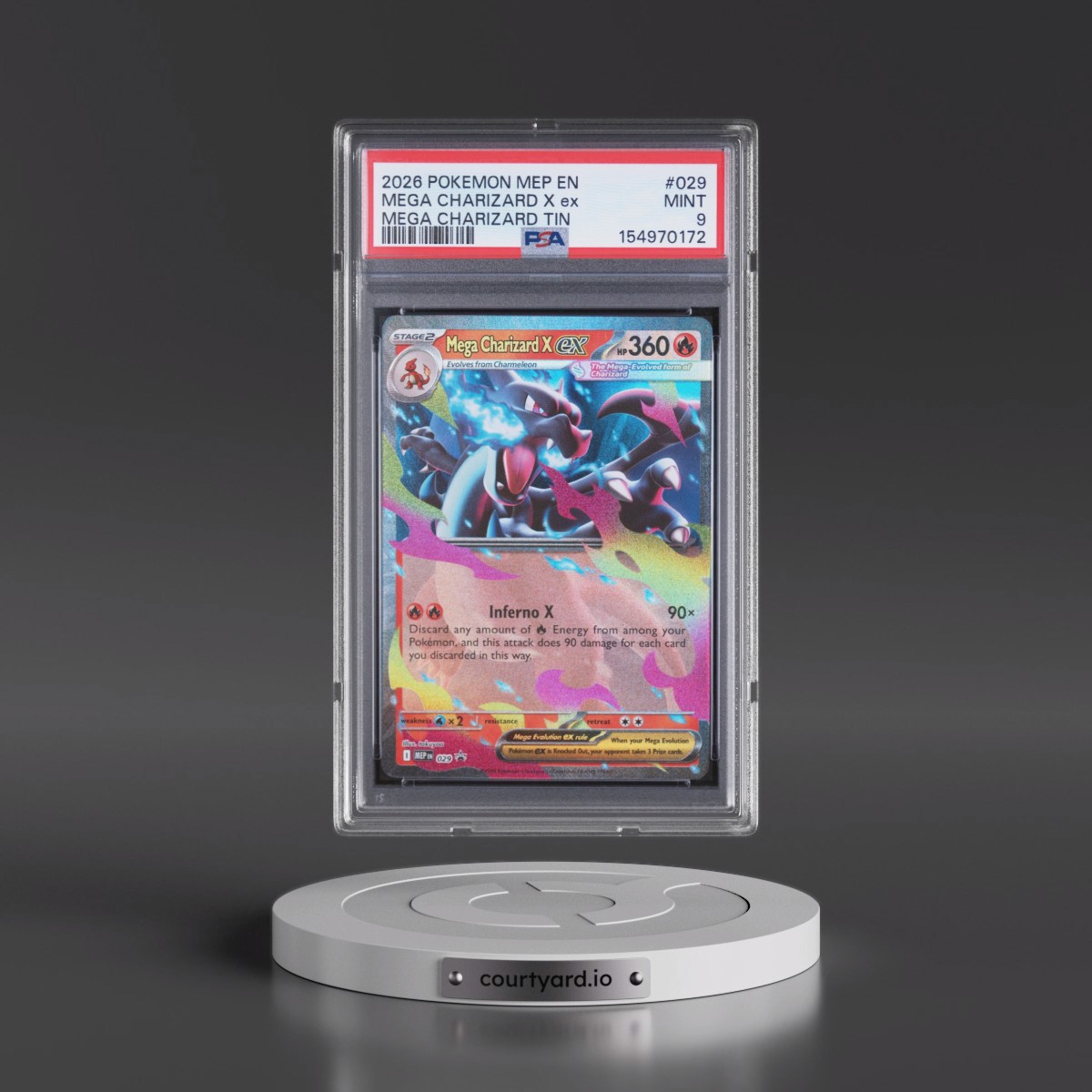 2026 Pokémon Mep EN-Me Black Star Promo #029 Mega Charizard X EX - Holo Mega Charizard Tin (PSA 9 MINT)