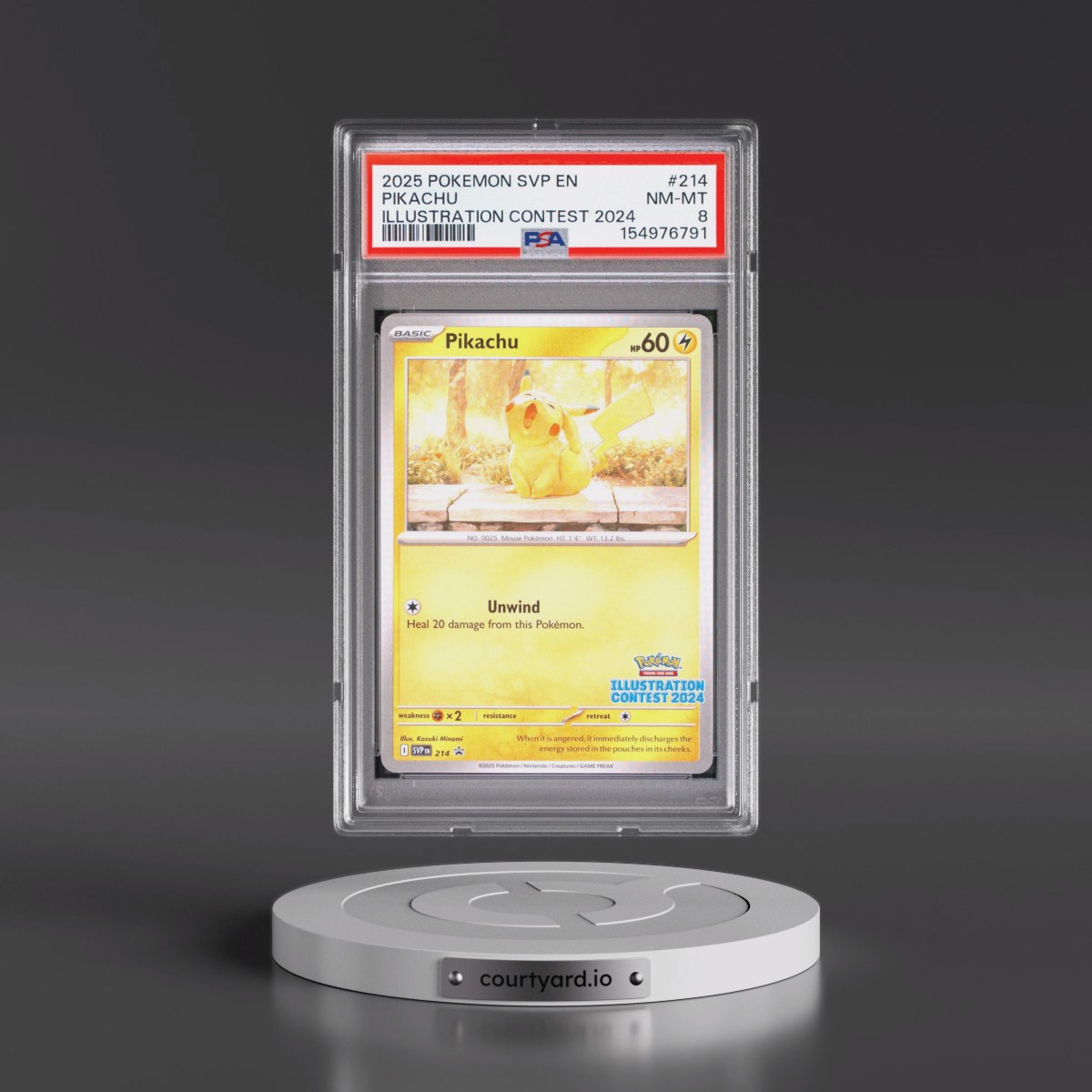 2025 Pokémon Svp EN-SV Black Star Promo #214 Pikachu - Illustration Contest 2024 (PSA 8 NM-MT)