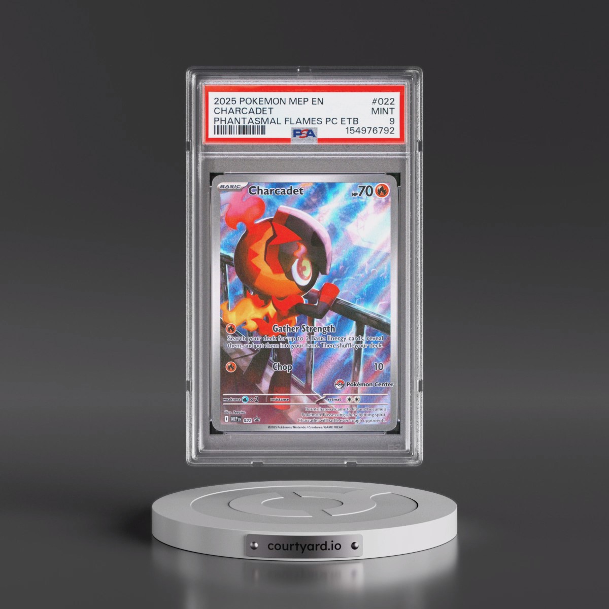 2025 Pokémon Mep EN-Me Black Star Promo #022 Charcadet - Phantasmal Flames Pokemon Center Elite Trainer Box (PSA 9 MINT)