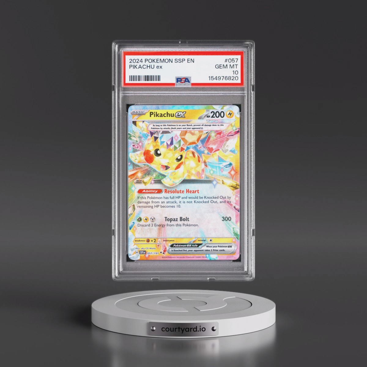 2024 Pokémon Ssp EN-Surging Sparks #057 Pikachu EX - Holo (PSA 10 GEM MINT)