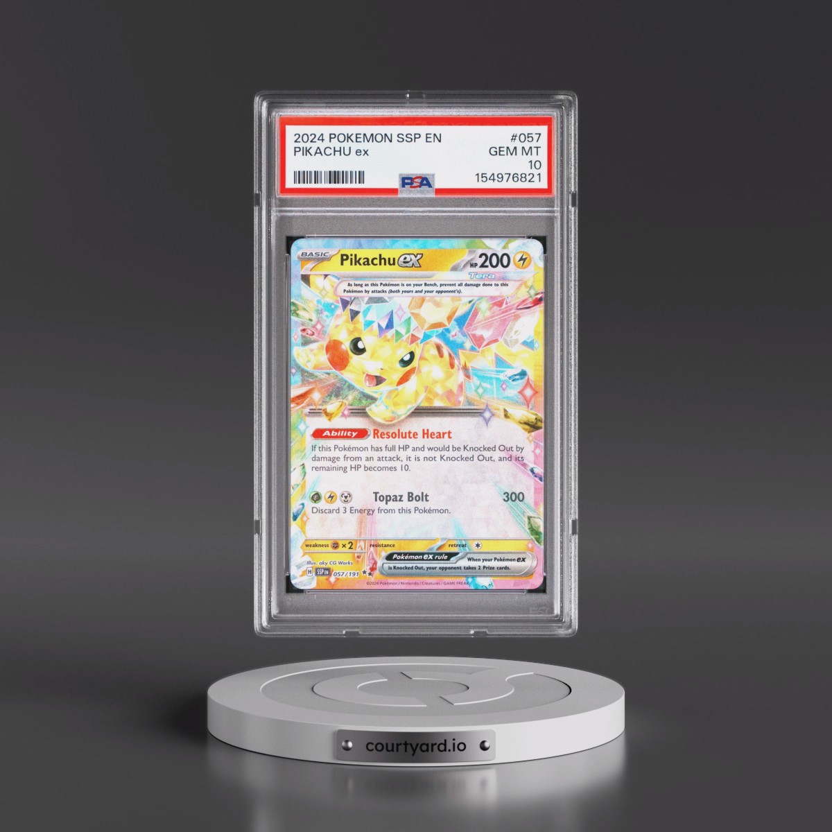 2024 Pokémon Ssp EN-Surging Sparks #057 Pikachu EX - Holo (PSA 10 GEM MINT)