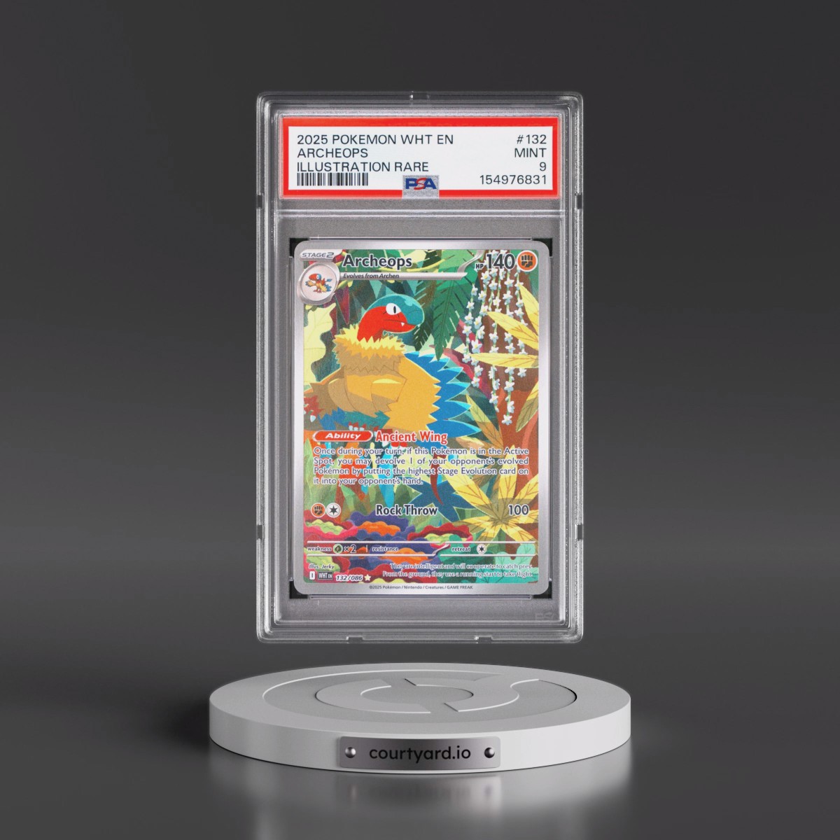 2025 Pokémon Wht EN-White Flare #132 Archeops - Illustration Rare (PSA 9 MINT)