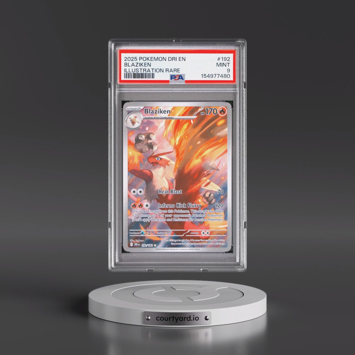2025 Pokémon Dri EN-Destined Rivals #192 Blaziken - Illustration Rare (PSA 9 MINT)