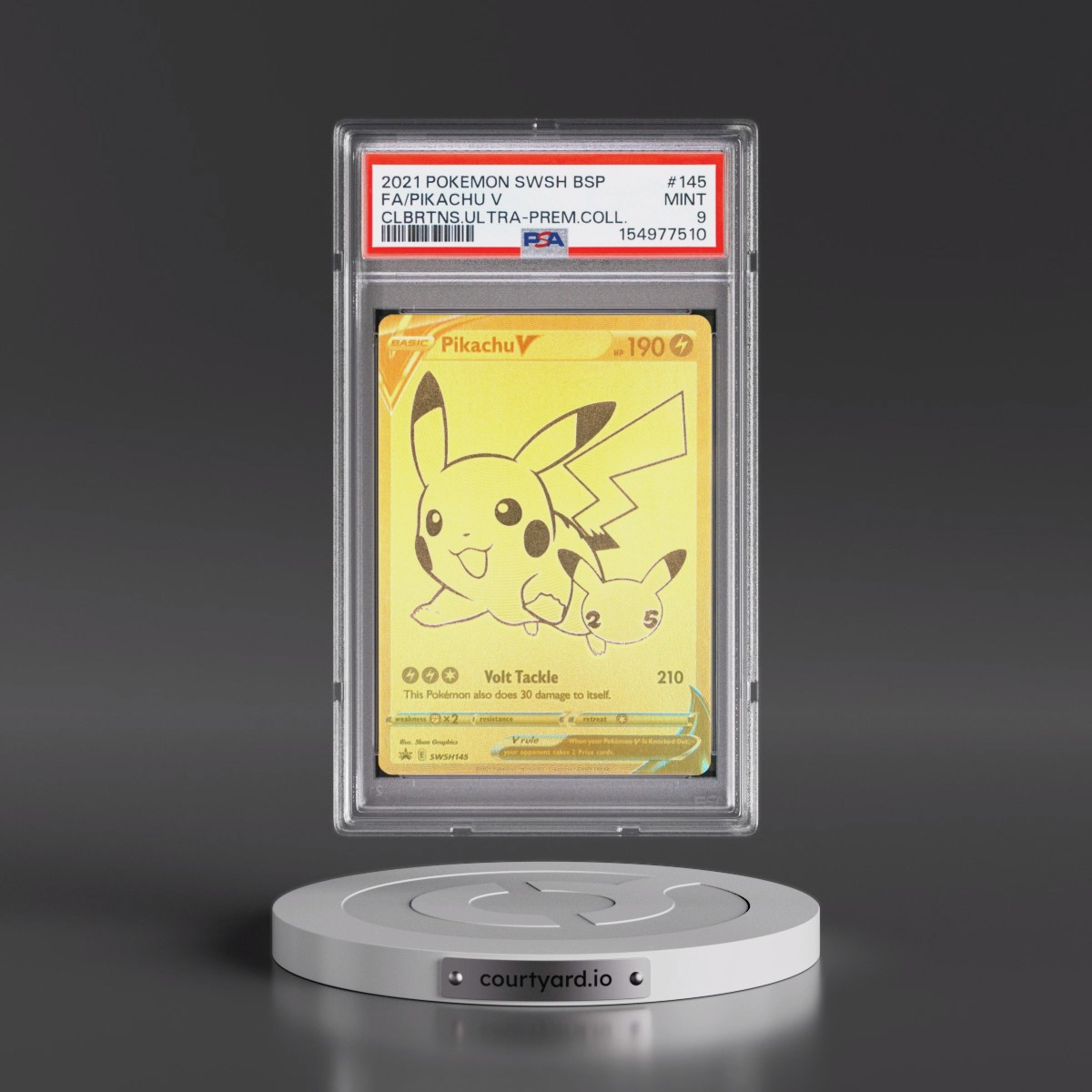 2021 Pokémon Swsh Black Star Promo #145 Pikachu V - Holo Full Art Celebrations Ultra-Premium Collection (PSA 9 MINT)