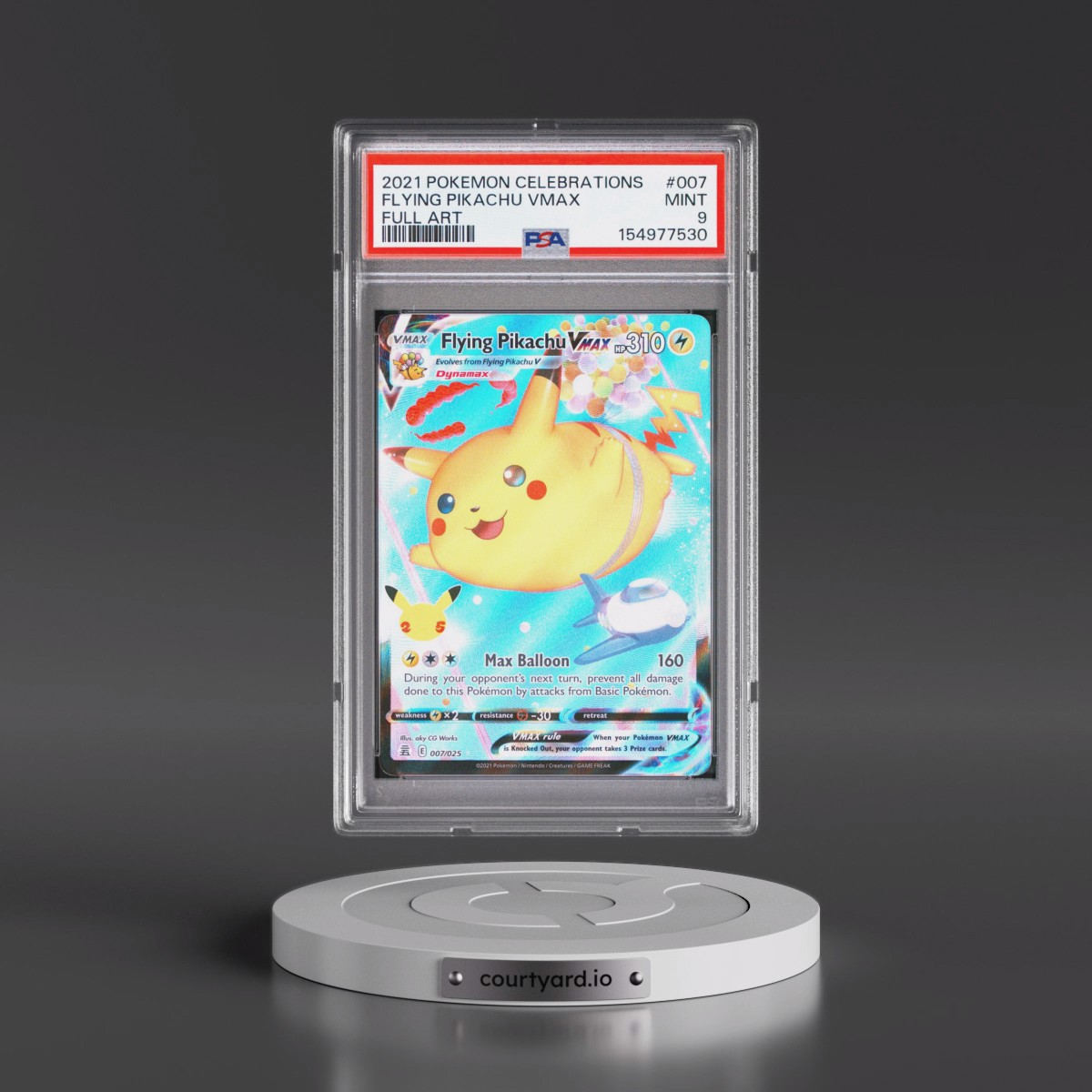 2021 Pokémon Celebrations #007 Flying Pikachu Vmax - Full Art (PSA 9 MINT)