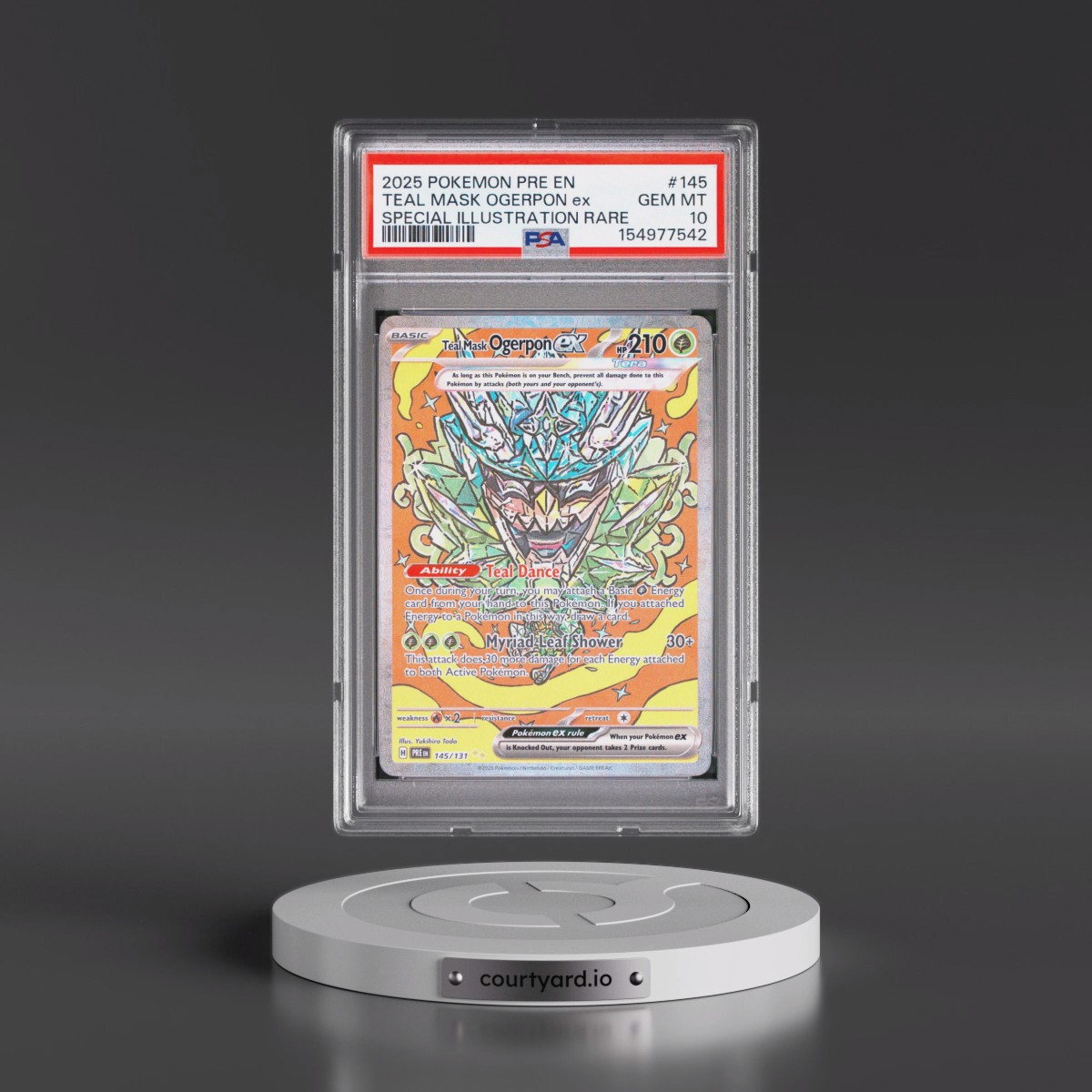 2025 Pokémon Pre EN-Prismatic Evolutions #145 Teal Mask Ogerpon EX - Holo Special Illustration Rare (PSA 10 GEM MINT)