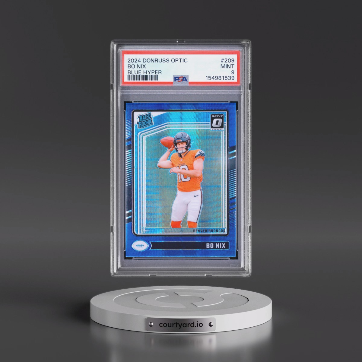 2024 Panini Donruss Optic #209 Bo Nix - Blue Hyper (PSA 9 MINT)
